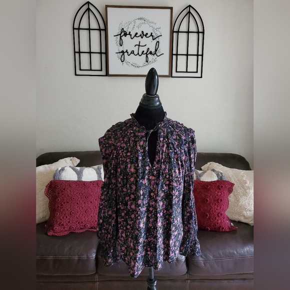 Free People Floral Meant To Be Blouse In Black Combo Size S Boho Chic Classic - Picture 14 of 16
